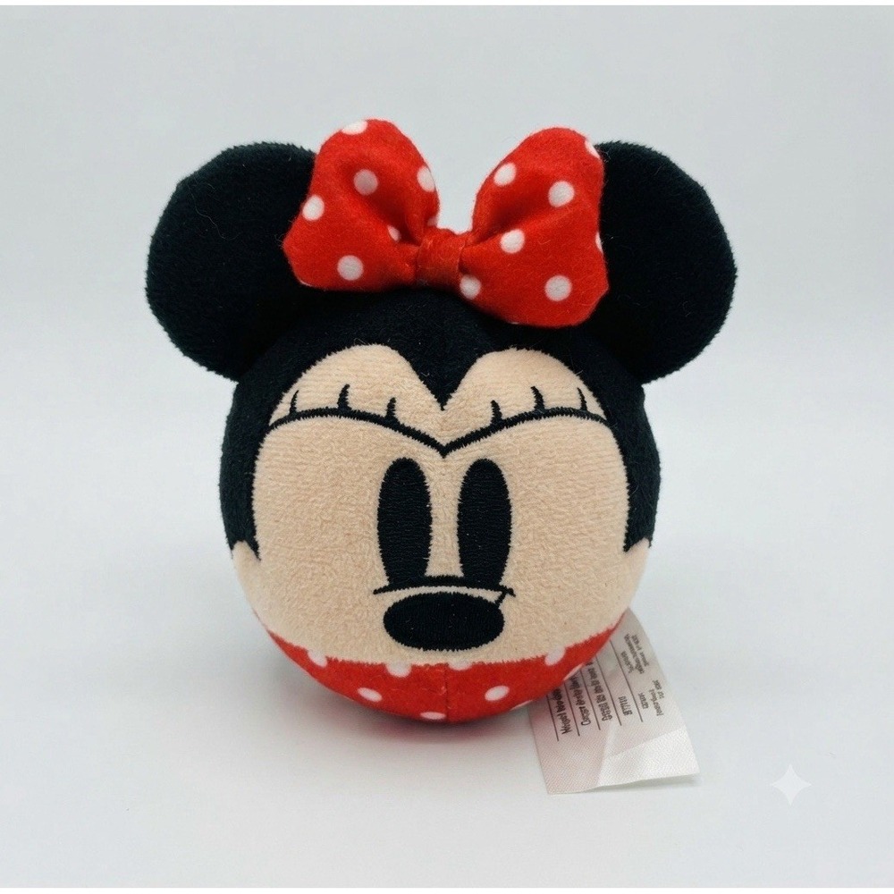 Disney Minnie Mouse 4" Plush Head Stuffed Toy Polka Dot Bow Small Soft Plush